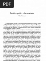 Ricoeur - Retórica, Poética y Hermenéutica