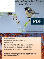 Temperatura Corporal en Aves y Mamíferos