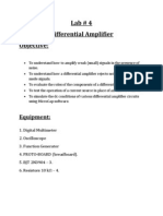 Lab # 4 Differential Amplifier Objective:: Equipment