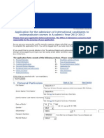 Application For The Admission of International Candidates To Undergraduate Courses in Academic Year 2012-2013