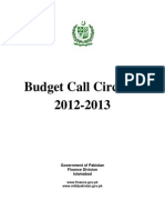 Budget Call Circular 2012-2013: Government of Pakistan Finance Division Islamabad