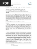 Riginal Rticles Relationship Between Islamic HRM Practices and Employee Commitment: An Empirical Study of Islamic Banks in Bangladesh