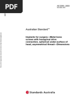 As 2255-2003 Implants For Surgery - Metal Bone Screws With Hexagonal Drive Connection Spherical Under-Surface