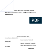 The Proposal For The Final Year Research Project: B.Sc. Environmental Science and Natural Resource Management