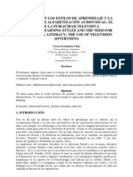 El Cambio en Los Estilos de Aprendizaje y La Necesidad de Alfabetización Audiovisual: El Uso de La Publicidad Televisiva