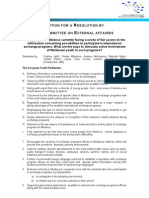 Rezoluţiile Parlamentului European Al Tinerilor, Sesiunea Locală Din Chişinău