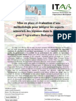 Mise en Place Et Évaluation D'une Méthodologie Pour Intégrer Les Aspects Sensoriels Des Légumes Dans La Sélection Pour L'agriculture Biologique