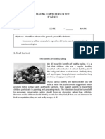 READING COMPREHENSION TEST 8vo Básico 24 de Mayo