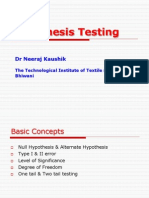 Hypothesis Testing: DR Neeraj Kaushik