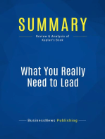 What You Really Need to Lead (Review and Analysis of Kaplan's Book)