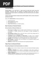 The Roles of Financial Market and Financial Institutions