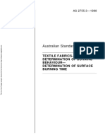 As 2755.3-1988 Textile Fabrics - Determination of Burning Behaviour Determination of Surface Burning Time