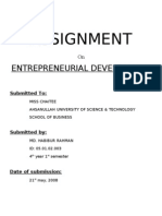 Assignment: Entrepreneurial Development