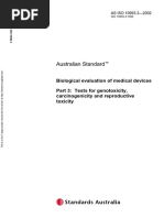 As ISO 10993.3-2002 Biological Evaluation of Medical Devices Tests For Genotoxicity Carcinogenicity and Repro