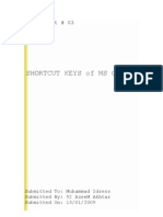 Shortcut Keys of Ms Office: Assignment # 03