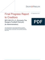 RFC 2012 PLC (Formerly The Rangers Football Club PLC) Final Progress Report To Creditors