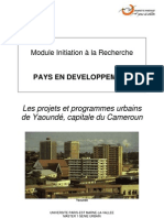 Les Projets Et Programmes Urbains de Yaouné, Capitale Du Cameroun