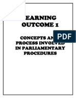 Learning Outcome 1: Concepts and Process Involved in Parliamentary Procedures