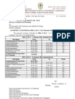 12 Batch Mba, Mca I, II Sem Academic Calander