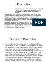 Promotion & Formation of A Company