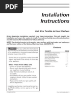 Installation Instructions: Full Size Tumble Action Washers