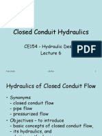 Closed Conduit Hydraulics: CE154 - Hydraulic Design