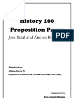 History 100 Proposition Paper: Jose Rizal and Andres Bonifacio