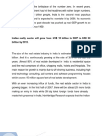 Indian Realty Sector Will Grow From US$ 12 Billion in 2007 To US$ 90 Billion by 2015