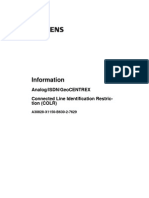 Information: Analog/Isdn/Geocentrex Connected Line Identification Restric-Tion (Colr)