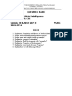 Question Bank COURSE: Artificial Intelligence Department: Cse Class: Iii B.Tech Sem Ii Year: 2009-2010 Unit I