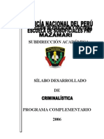 Silabo Desarrollado de Criminalistica