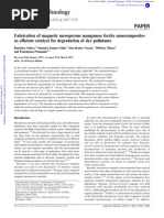 Fabrication of Magnetic Mesoporous Manganese Ferrite Nanocomposites As Efficient Catalyst For Degradation of Dye Pollutants