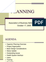 Planning: Association of Business Administrators October 17, 2005