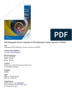 Full Bibliographic Data For Cambridge IGCSE Mathematics Teacher's Resource CD-ROM