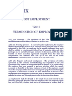 Book Six: Post Employment Title I Termination of Employment