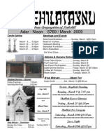 First Hebrew Congregation of Peekskill Bulletin - March 2009