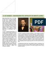 21 de Marzo - Aniversario Del Natalicio de Benito Juarez