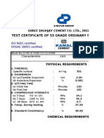 Test Certificate of 53 Grade Ordinary Portland Cement: Shree Digvijay Cement Co. LTD., Digvijaygram