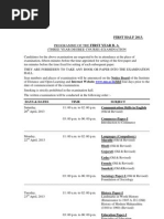 Programme of The First Year B. A. (Three Year Degree Course) Examination