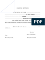 Character Certificate PDF