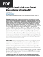 Right To The City in Former Soviet Union Closed Cities (ZATO)