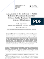 An Analysis of The Influence of Public Relations Department Leadership Style On Public Relations Strategy Use and Effectiveness