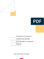 Comentarios A La Propuesta Constitucional Aprobada Por La Asamblea Constituyente Boliviana