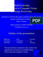 UNESCO Module: Introduction To Computer Vision and Image Processing