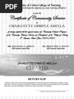 Certificate of Community Service: Charlotte Dimple Abella