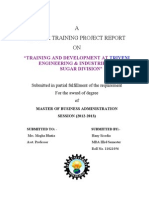 A Summer Training Project Report ON: "Training and Development at Engineering & Industries Ltd. - Sugar Division"