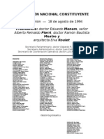 Reforma Constitucional de 1994. Argentina. Debate Del 18 de Agosto de 1994