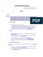 C and Data Structures Unit Wise Important Questions