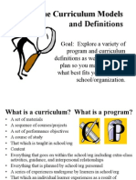 The Curriculum Models and Definitions