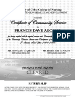 Certificate of Community Service: Francis Dave Agcang